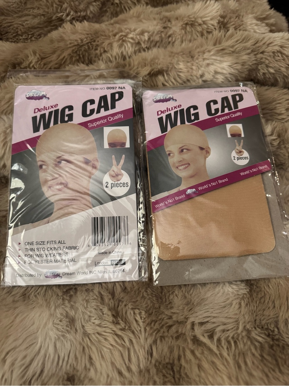 TWO PACKS ~ DREAM Deluxe Wig Cap-Beige Nude (2 Pieces in each pack)